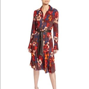 Elie Tahari Floral Midi Dress - Red and Black